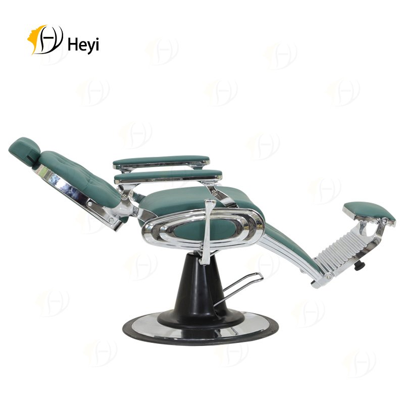 high quality modern metal parts frame professional hydraulic pump reclining men hair salon vintage green barber shop chair