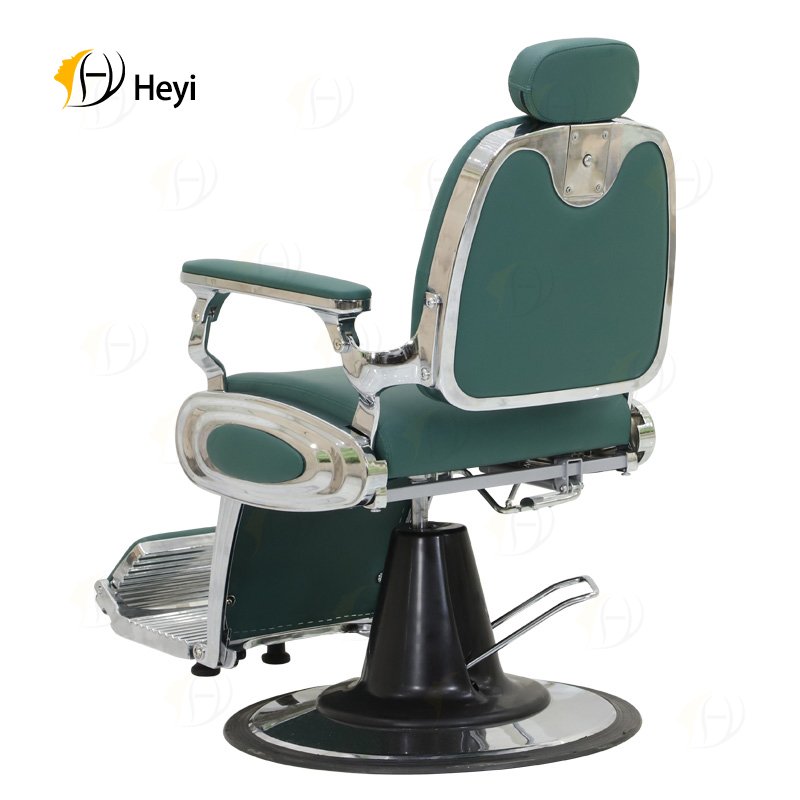 high quality modern metal parts frame professional hydraulic pump reclining men hair salon vintage green barber shop chair