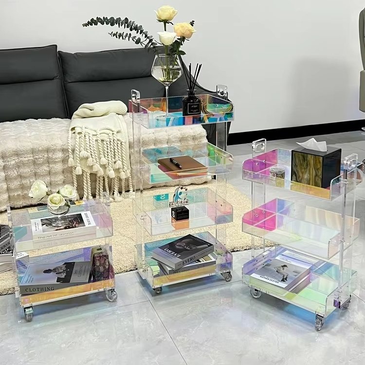 Living room snack display rack bathroom toiletries storage riser plastic glass cart