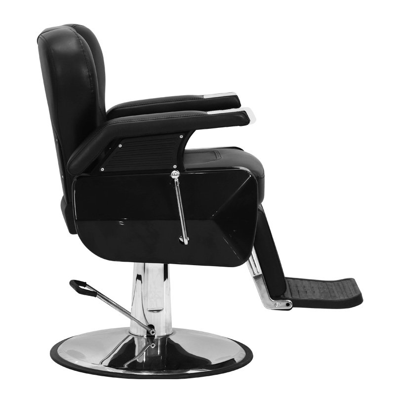 Men Barbering Black White Trim Heavy Duty Salon Furniture Round Base Barber Chair Supplies