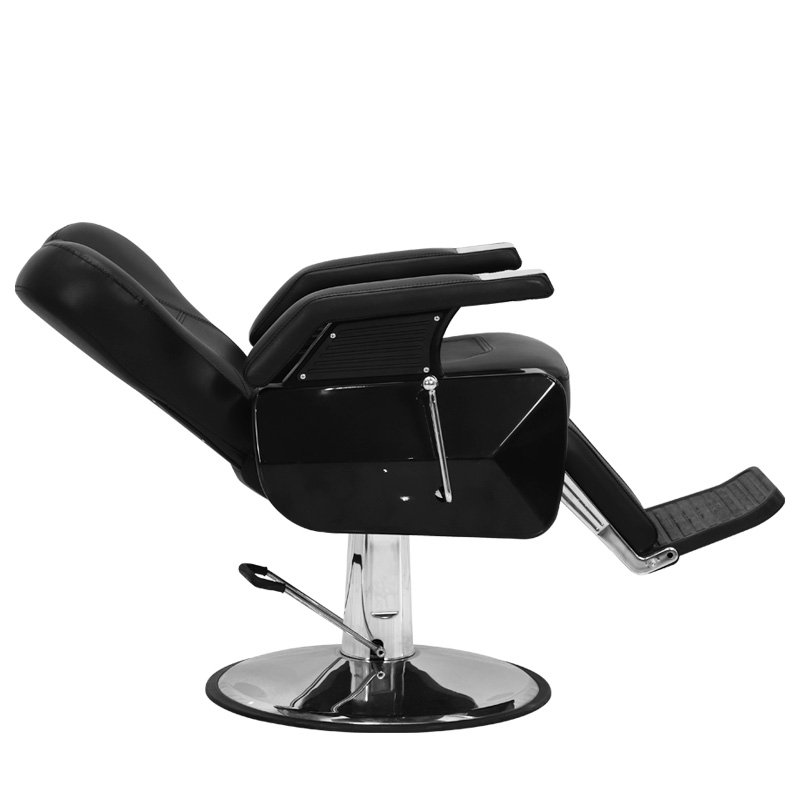 Men Barbering Black White Trim Heavy Duty Salon Furniture Round Base Barber Chair Supplies