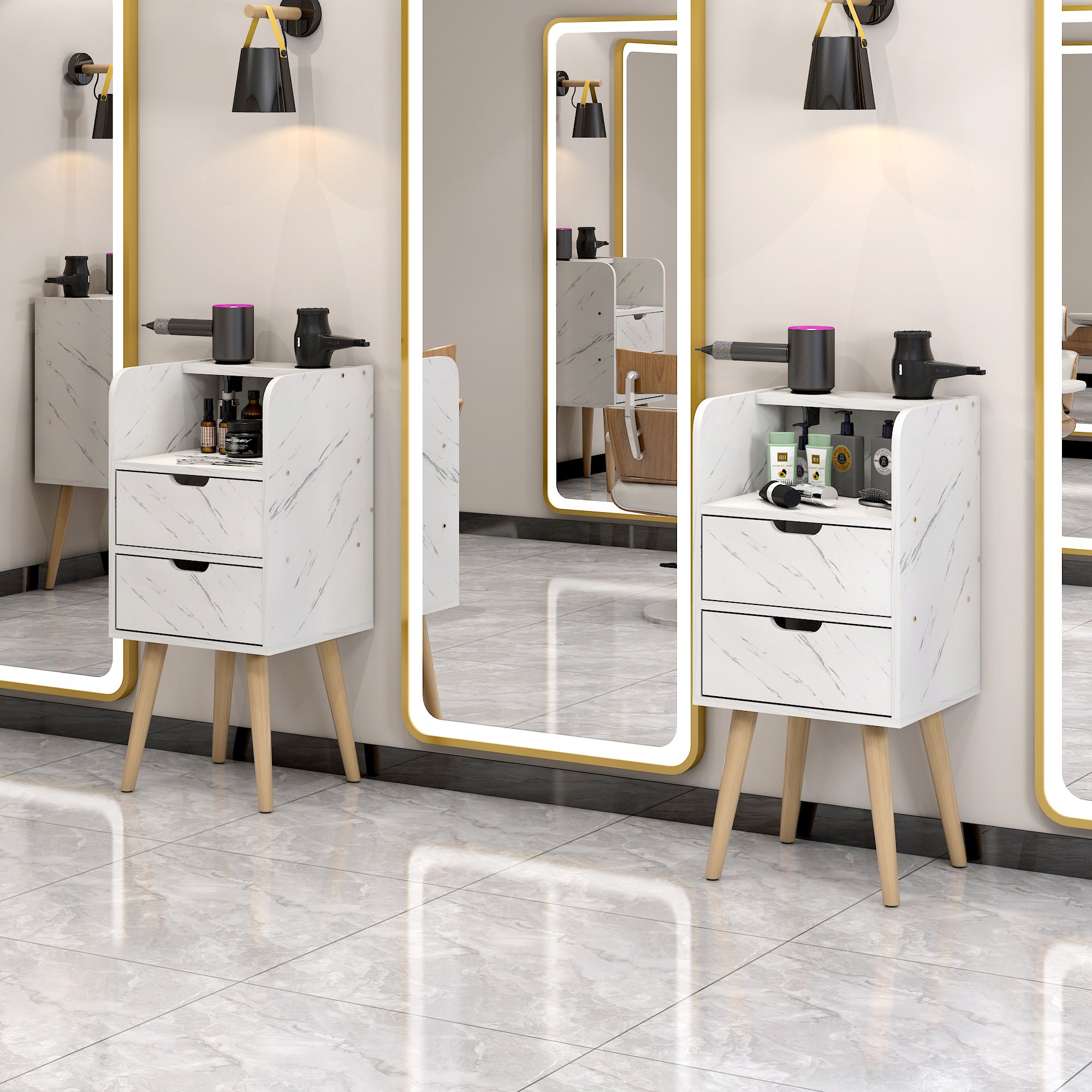 Ready to Ship Barber Sop Furniture Plastic Styling Salon Tool Beauty Hair Salon Side Trolley with wheels and Drawers