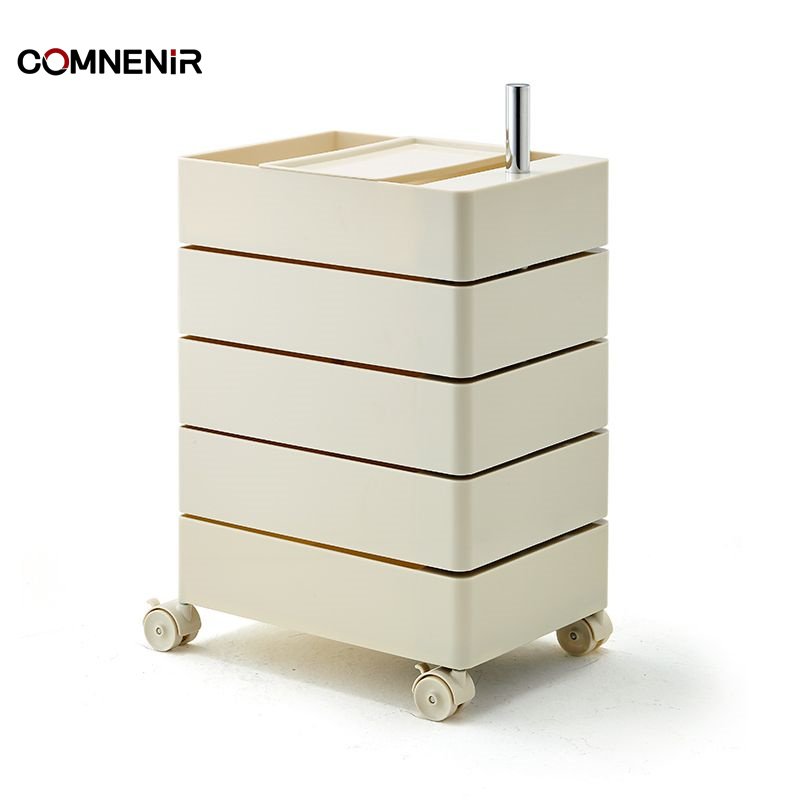 Best Selling Salon Beauty plastic Trolley White MDF And Gold Metal Style Salon Furniture Hand Carts Trolleys For Sale