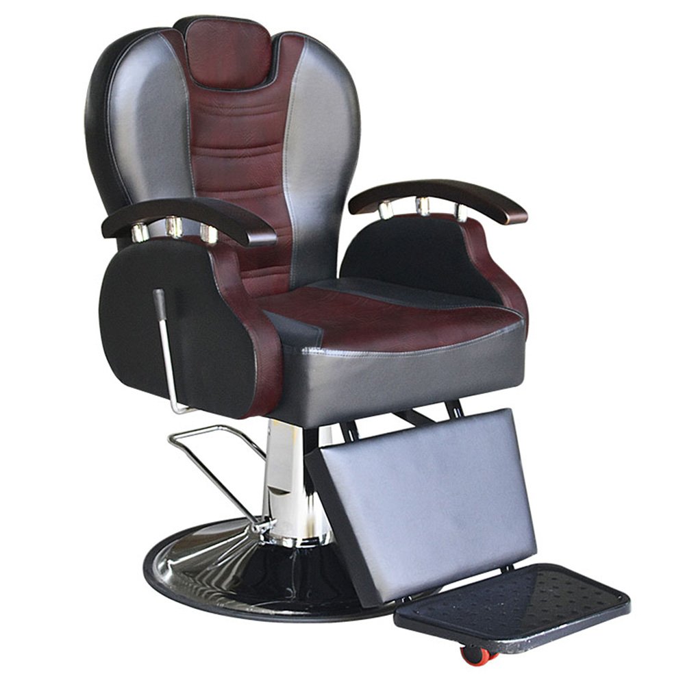 Hairdressing Beauty Salon Station, Modern Style Hair Salon Chair Supplier, White Grey Gold Black Leather Barber Chair