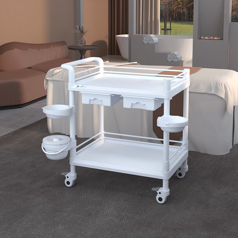 Beauty Salon 3 floors with drawers White gray Spa plastic trolley Factory Wholesale silent weighing strong salon trolley