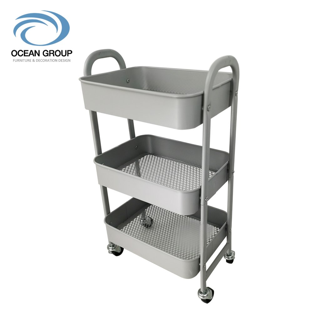 Home Kitchen Bathroom Salon 3 Tiers Movable Metal Tools Iron Rolling Trolley Serving Storage Cart Salon Trolley Cart