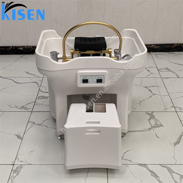 Kisen hot sale portable beauty salon furniture white shampoo chair sink hair washing bowl for barber shop salon furniture use