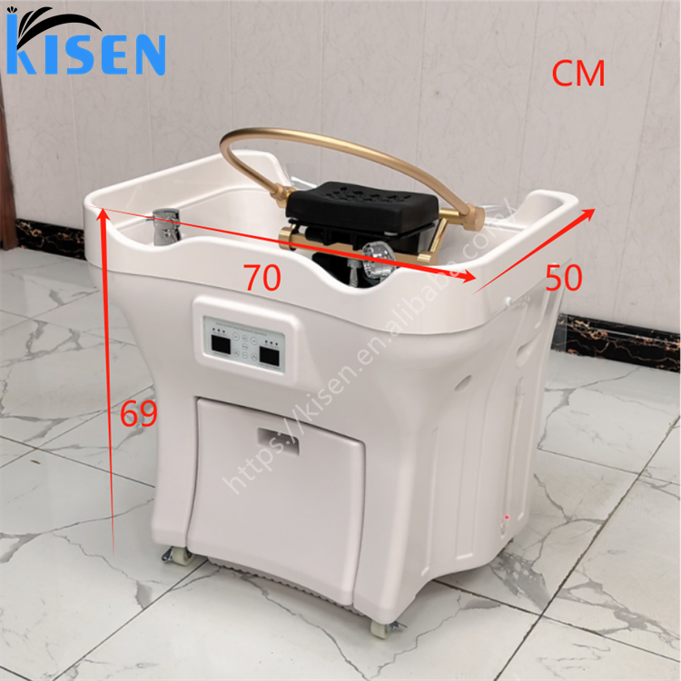 Kisen hot sale portable beauty salon furniture white shampoo chair sink hair washing bowl for barber shop salon furniture use