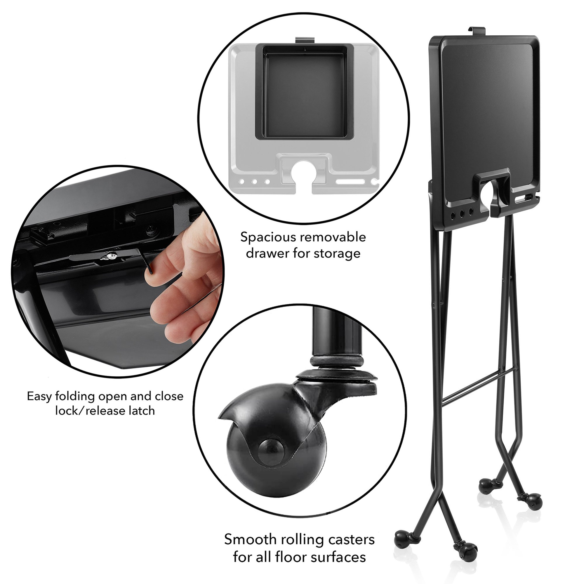 Salon Folding Tray Color Service Tray - Folding Hair Stylist Color Cart with Drawer and 2 Magnetic Bowls