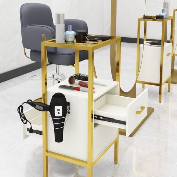 Barber Shop Furniture Stainless Steel Salon Tool Beauty Hair Salon Side Trolley with Wheels