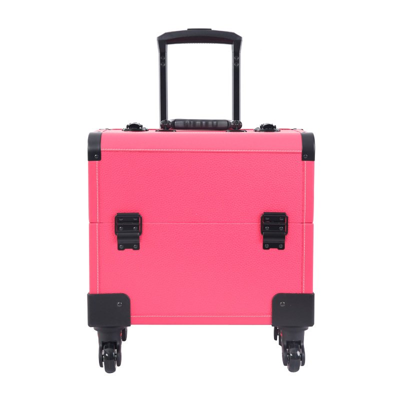 Professional Large Hard Cosmetic Rolling Travel Case Salon Lockable Trolley Makeup Train Case with Wheels