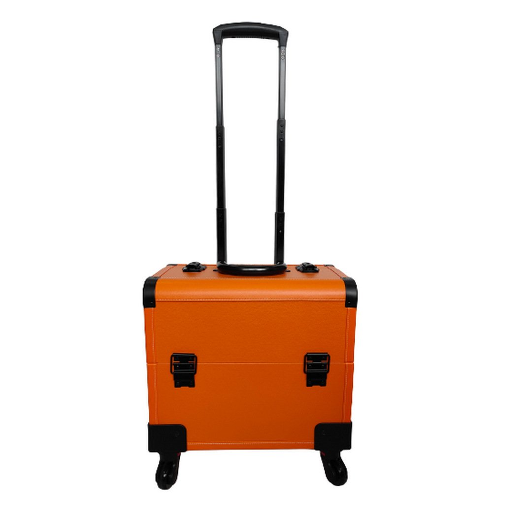Professional Large Hard Cosmetic Rolling Travel Case Salon Lockable Trolley Makeup Train Case with Wheels