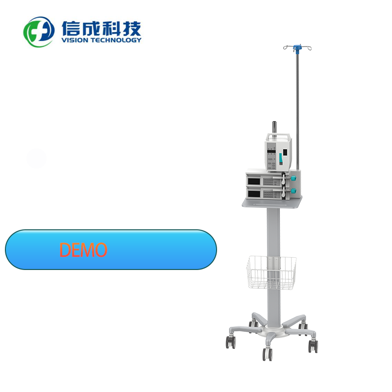 Medical aluminum alloy five-star base Stainless steel height adjustable infusion trolley trolley with basket