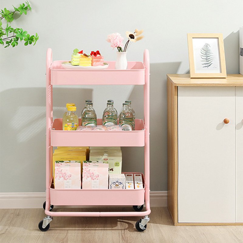 Hot sale home industrial shopping folding ABS hand carts trolleys green 3 layer metal cart and trolley with wheels