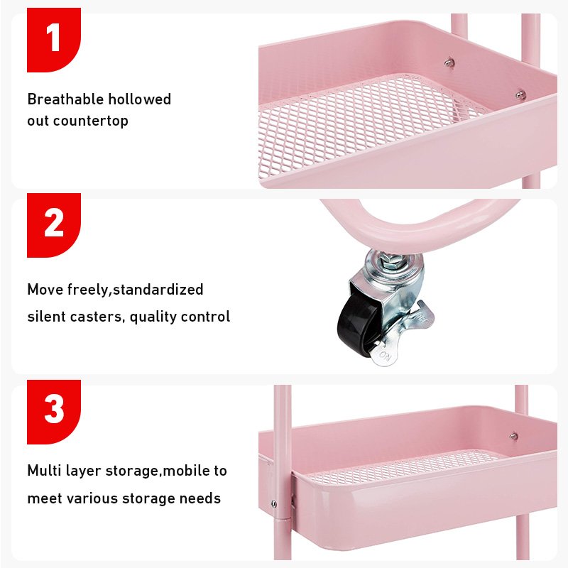 Hot sale home industrial shopping folding ABS hand carts trolleys green 3 layer metal cart and trolley with wheels