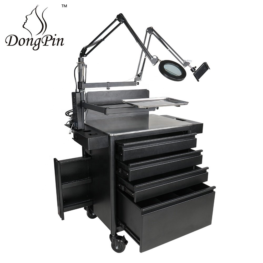 Dongpin iron tattoo kits equipment workstation trolley tattoo ink with cabinet