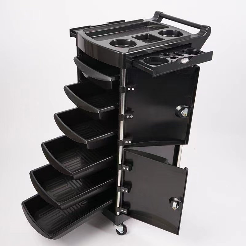 Wholesale Hairdressing Tool Salon Trolley Hair Coloring Storage Cart With Wheel Hair Dryer Holder With Drawers