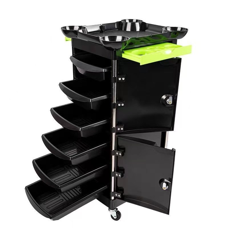 Wholesale Hairdressing Tool Salon Trolley Hair Coloring Storage Cart With Wheel Hair Dryer Holder With Drawers