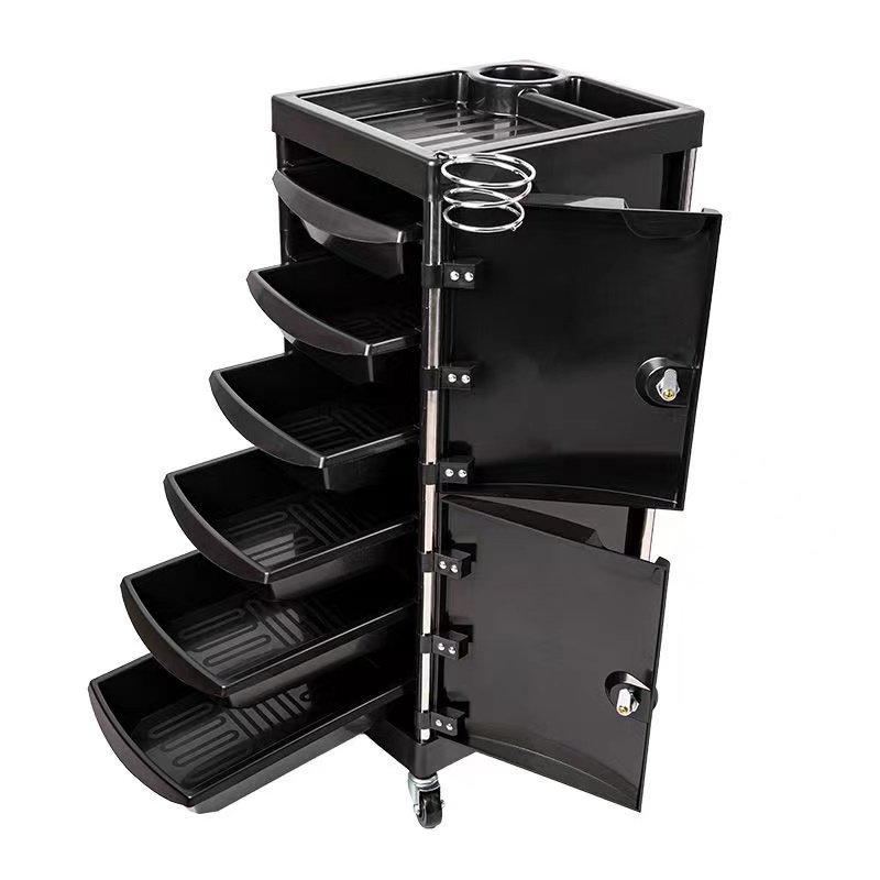 Wholesale Hairdressing Tool Salon Trolley Hair Coloring Storage Cart With Wheel Hair Dryer Holder With Drawers