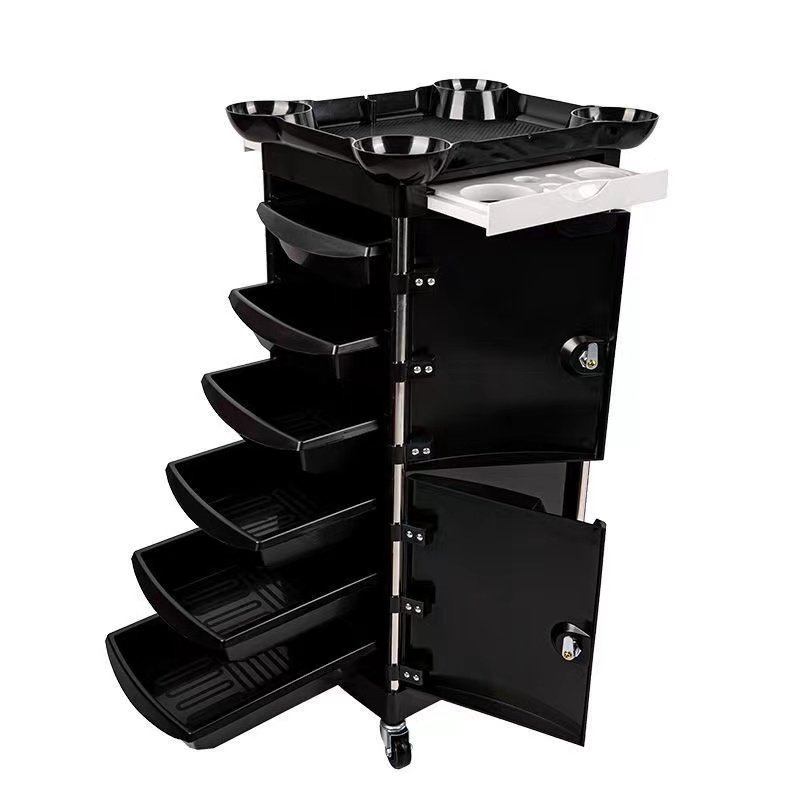 Wholesale Hairdressing Tool Salon Trolley Hair Coloring Storage Cart With Wheel Hair Dryer Holder With Drawers