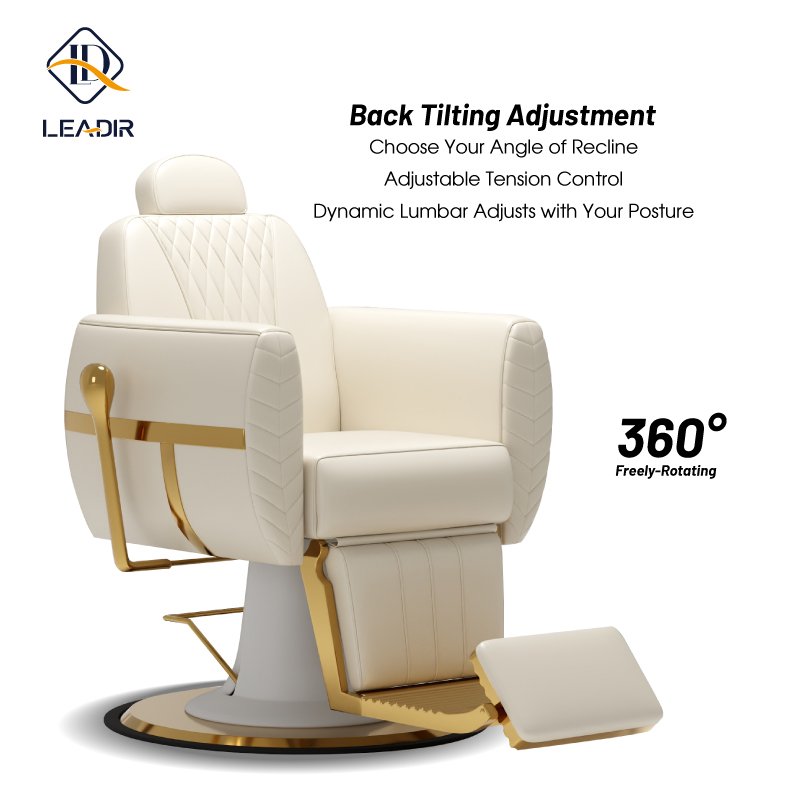 Leadir Professional Beauty barbershop vintage hairdressing salon furniture equipment hair saloon chairs metal white barber chair
