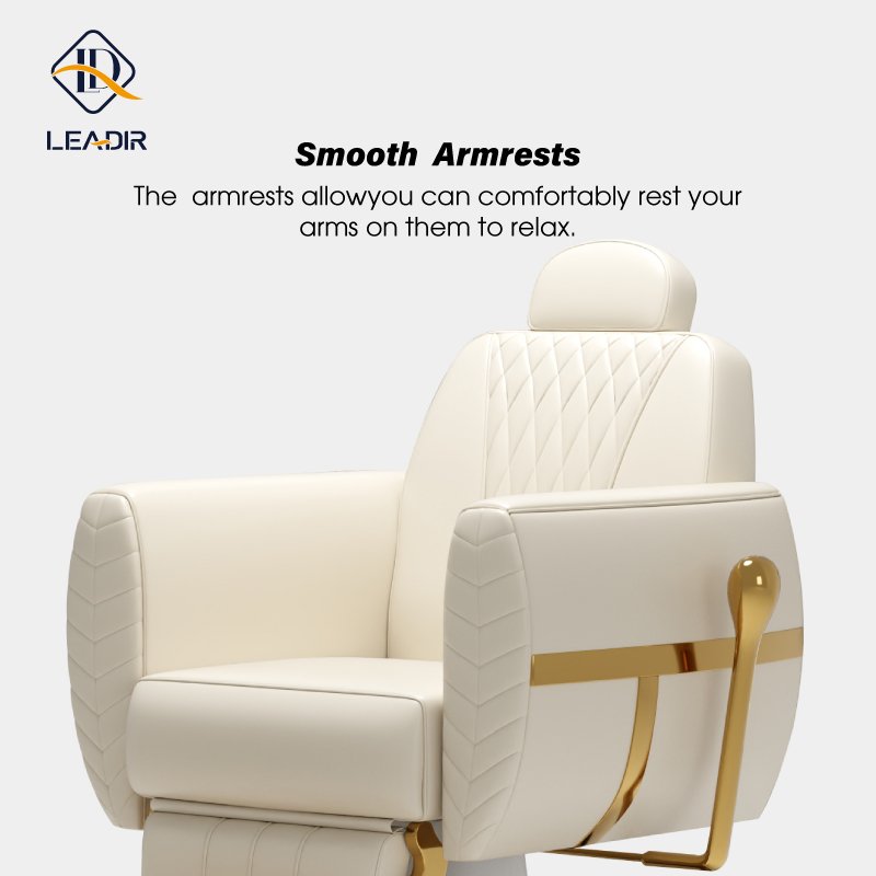 Leadir Professional Beauty barbershop vintage hairdressing salon furniture equipment hair saloon chairs metal white barber chair