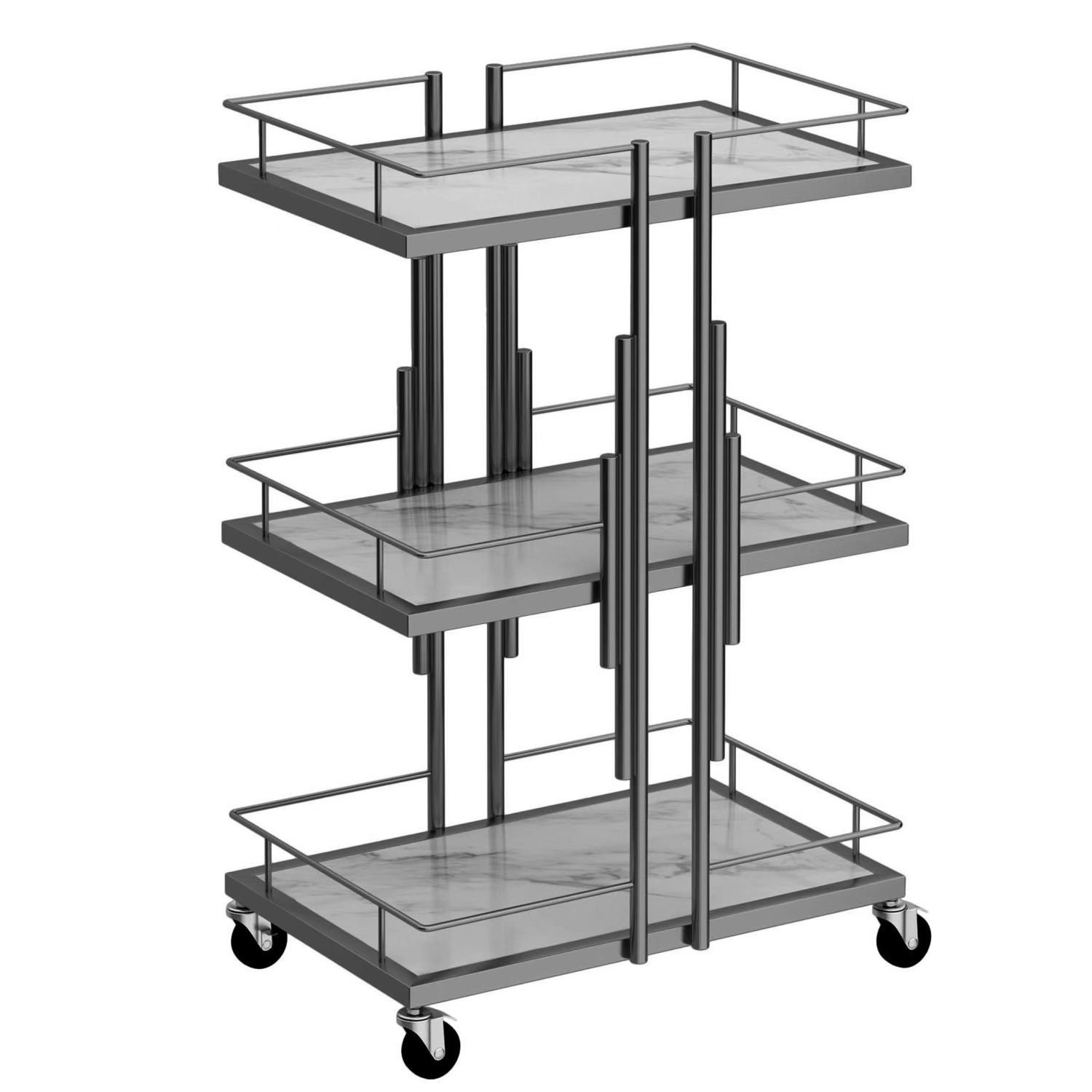 kelly Beauty New Design Makeup Salon Cart 3 Tiers Pedicure Spa Nail Shop Trolley Gold Beauty Trolley With Lockable Wheels