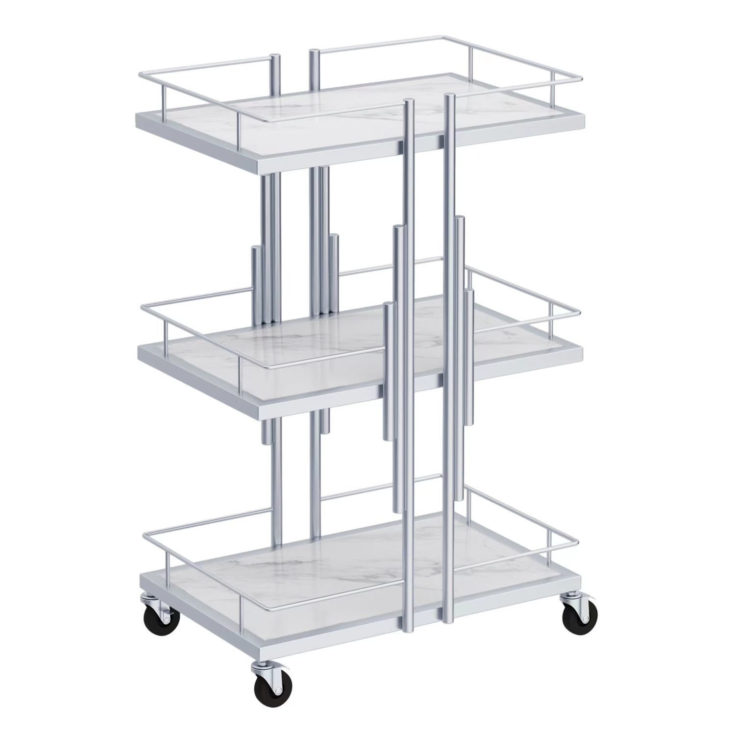 kelly Beauty New Design Makeup Salon Cart 3 Tiers Pedicure Spa Nail Shop Trolley Gold Beauty Trolley With Lockable Wheels