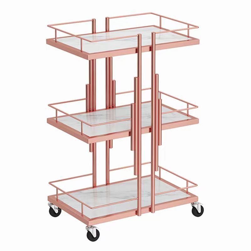 kelly Beauty New Design Makeup Salon Cart 3 Tiers Pedicure Spa Nail Shop Trolley Gold Beauty Trolley With Lockable Wheels