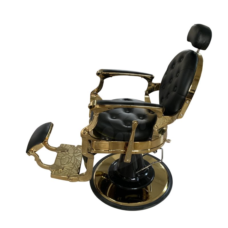 High Quality Vintage classic black stainless steel footrest backrest shave barber chair for barber shop