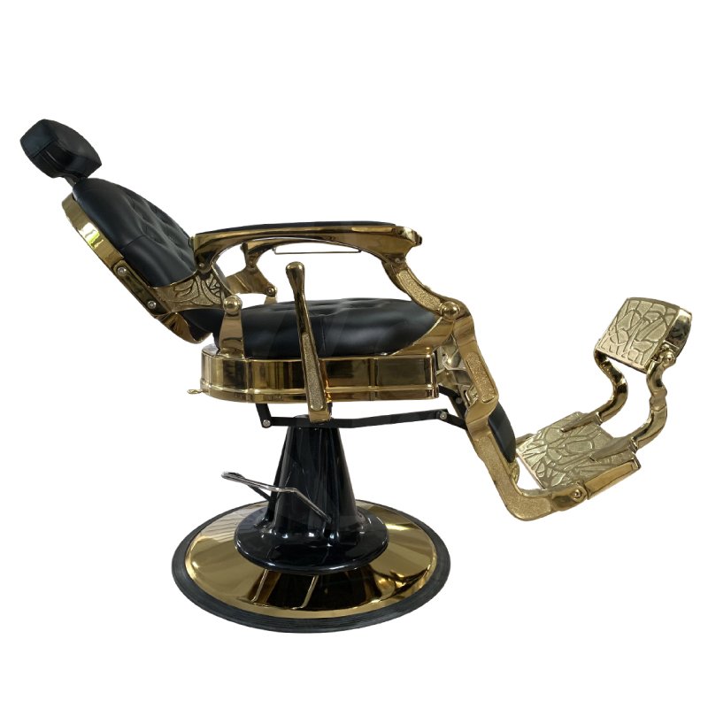 High Quality Vintage classic black stainless steel footrest backrest shave barber chair for barber shop