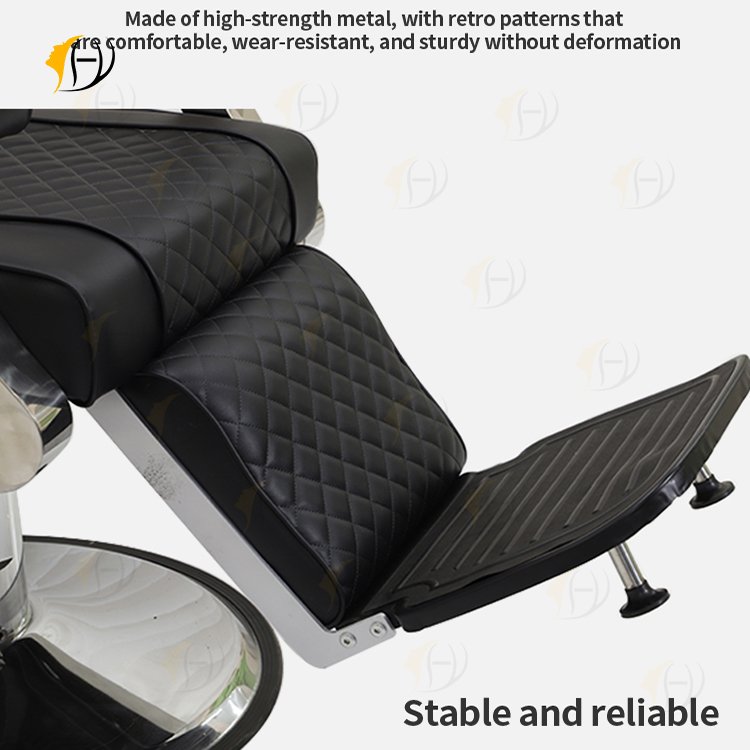 Exquisite white wooden handle Large pump color customized PU leather barber salon chair for barber shop