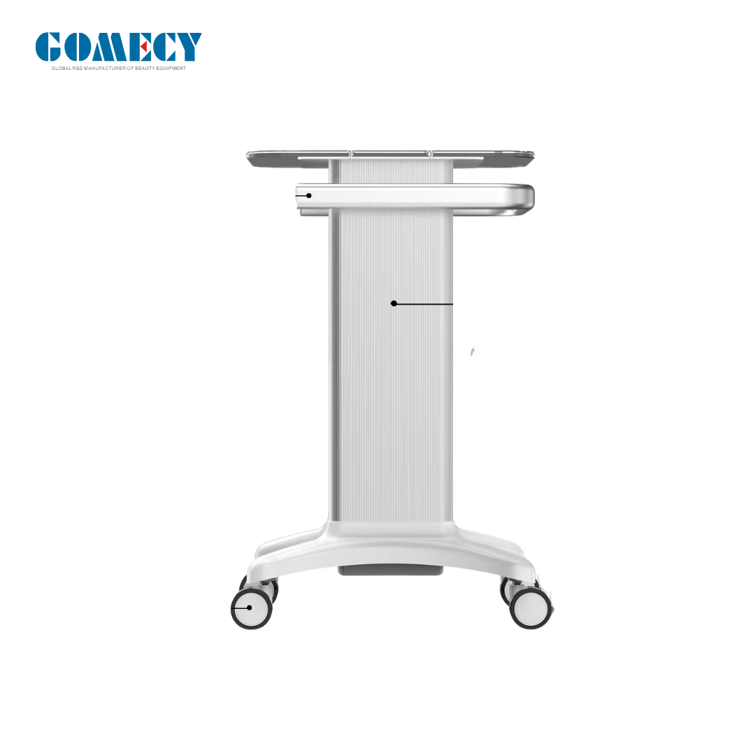 360 Degree Movable 4 Wheels Acrylic Table Great Trolley Stable Cart Table Alum Alloy Frame Beauty Machine Display