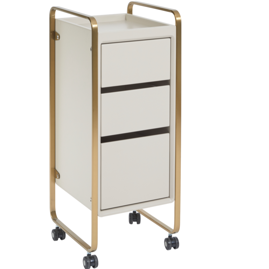 SEC's Ivory & Gold Sapphire Salon Trolley Elegant and Stylish for Your Professional Needs