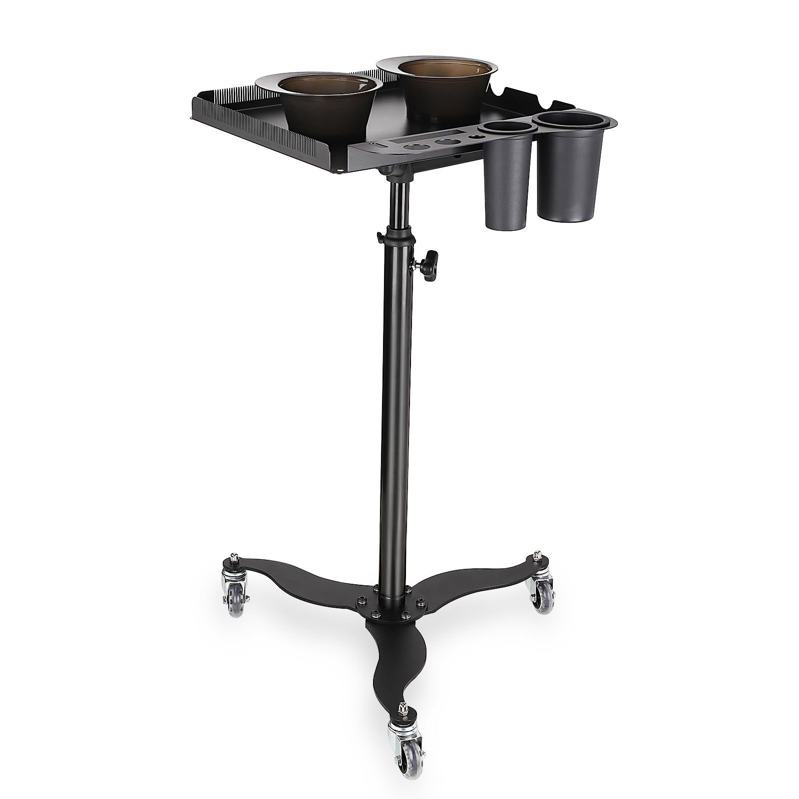 Wholesale Hairdressing Smart Organizing Tray Movable Folding Black Stainless Steel Beauty Salon Hair Extension Tray Trolley