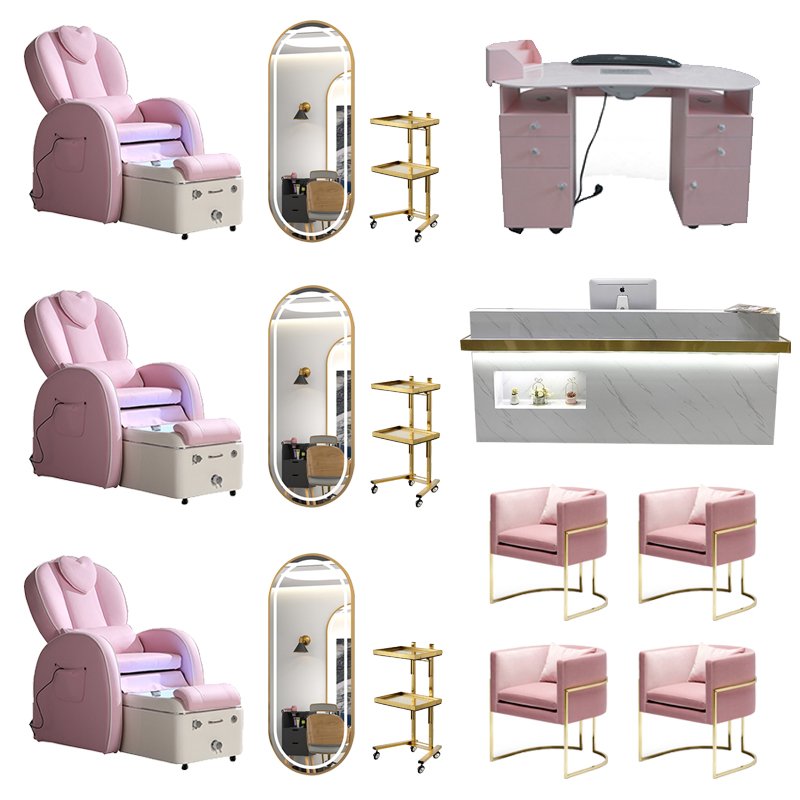 Luxury Beauty Salon Furniture Manicure Nail Set Spa Massage Nail Table Pedicure Chair And Manicure Table Set