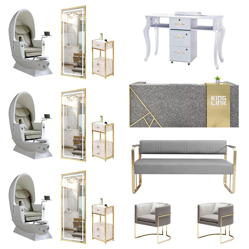 Luxury Beauty Salon Furniture Manicure Nail Set Spa Massage Nail Table Pedicure Chair And Manicure Table Set