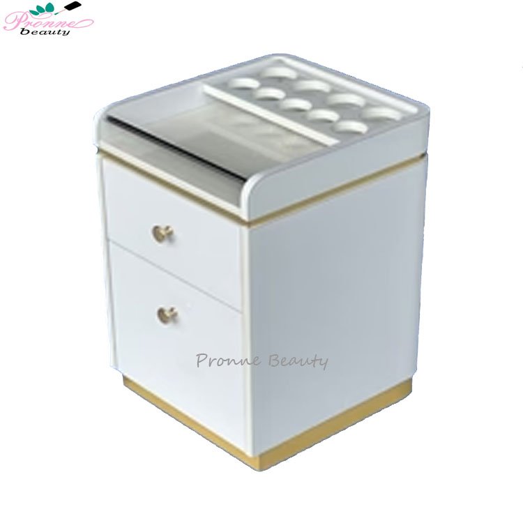 Wholesale hairdressing white salon trolley cart with 3 storage trays hair dryer holder salon foot spa trolley