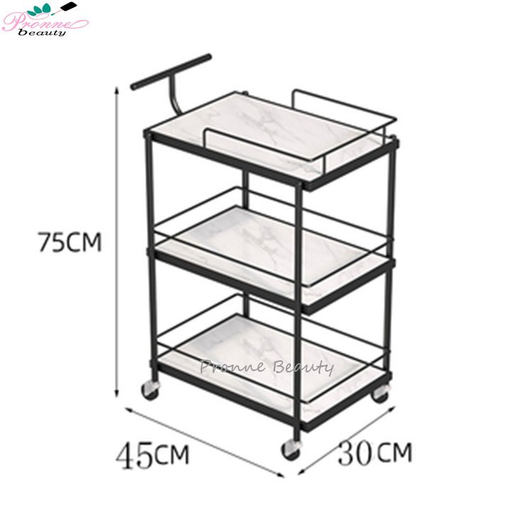 Wholesale hairdressing white salon trolley cart with 3 storage trays hair dryer holder salon foot spa trolley