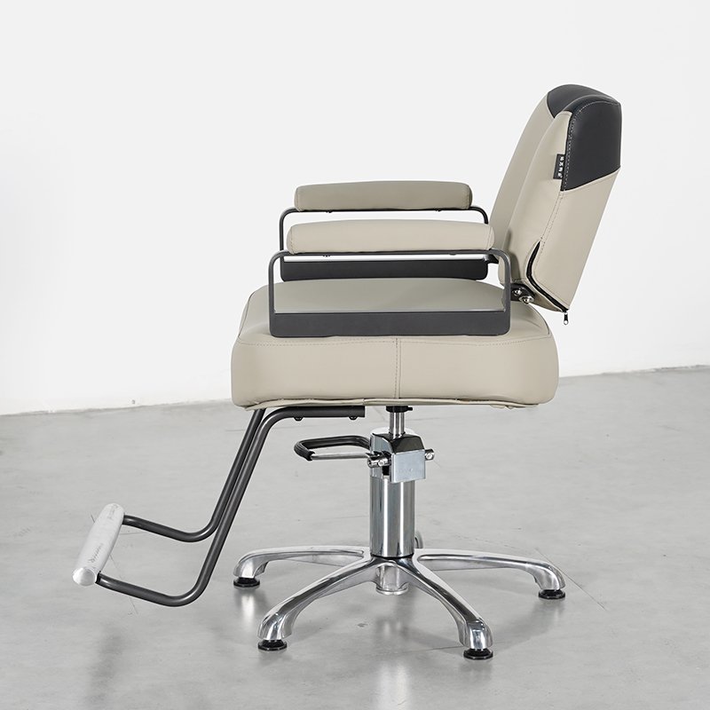 Gray silver Barber Chair Salon Stylist Chair Made of Leather Suitable for Barber Shop Salon Nail Shop Styling chair