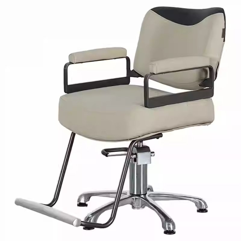 Gray silver Barber Chair Salon Stylist Chair Made of Leather Suitable for Barber Shop Salon Nail Shop Styling chair