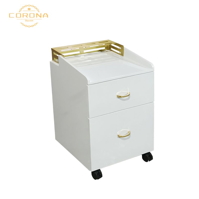 Plated Gold Hair Beauty Salon Trolley Hairdressing Equipment with Drawers and Wheels