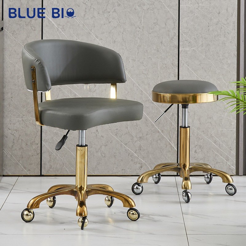Comfortable Beauty Nail Salon Stylist Chair Hair Salon Stool Salon Furniture Adjustable Rotating Home Esports Blue Chair