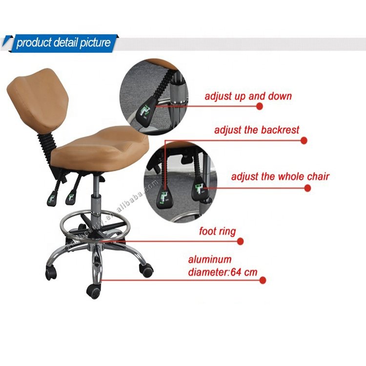 High Quality Beauty Salon Adjustable Styling Bar Saddle Chair Seat Stool With Backrest Master Chair