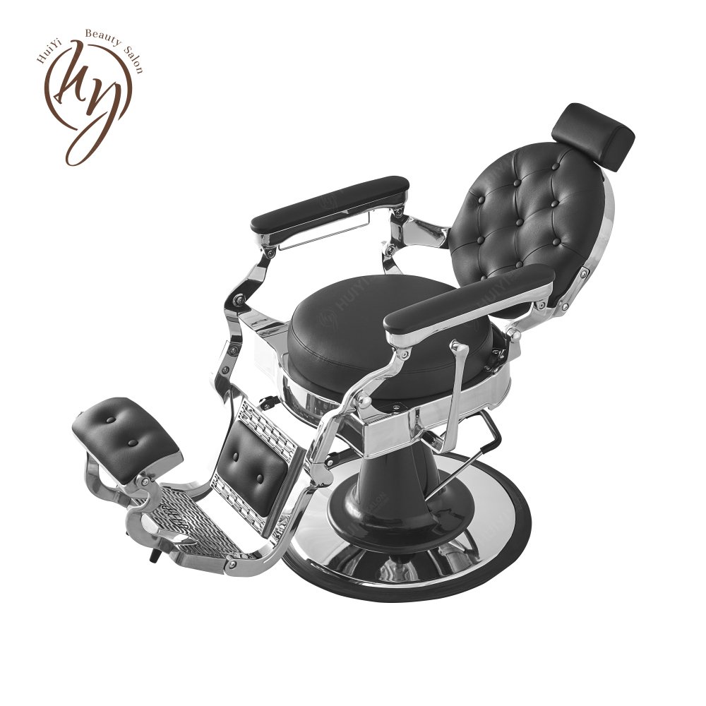High Quality Beauty Barbershop Metal Barber Chair Recline Black and Sliver Barber Chair ZY- BC8831G