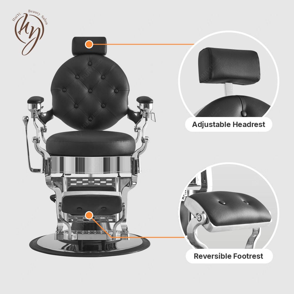 High Quality Beauty Barbershop Metal Barber Chair Recline Black and Sliver Barber Chair ZY- BC8831G