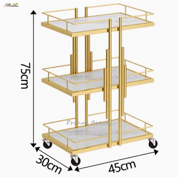 Luxury Iron Art Salon Trolleys Manicure Mobile Tool Trolley Modern Salon Furniture Simple Home Multi-layer Storage Rack