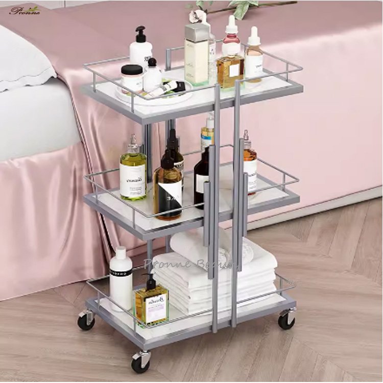 Luxury Iron Art Salon Trolleys Manicure Mobile Tool Trolley Modern Salon Furniture Simple Home Multi-layer Storage Rack