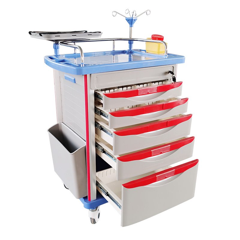 Hospital ABS Medical Emergency Trolley Crash Cart Medicine Trolley for Hospital use Utility Trolley