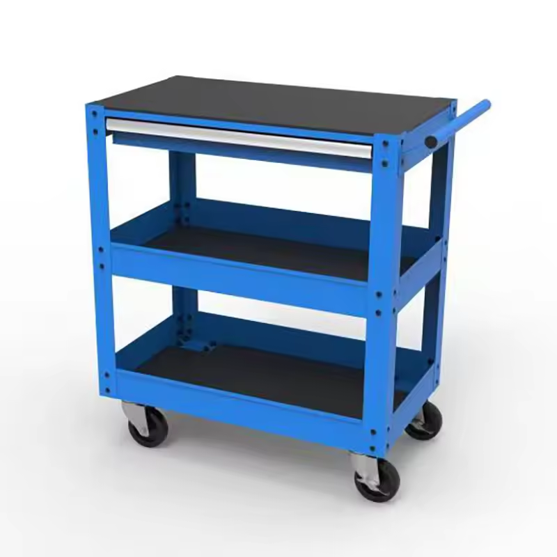 2024 High Quality 3 Shelves Steel Tool Cart Storage Service Trolley for Garage Warehouse Barber Shop and Beauty Salon